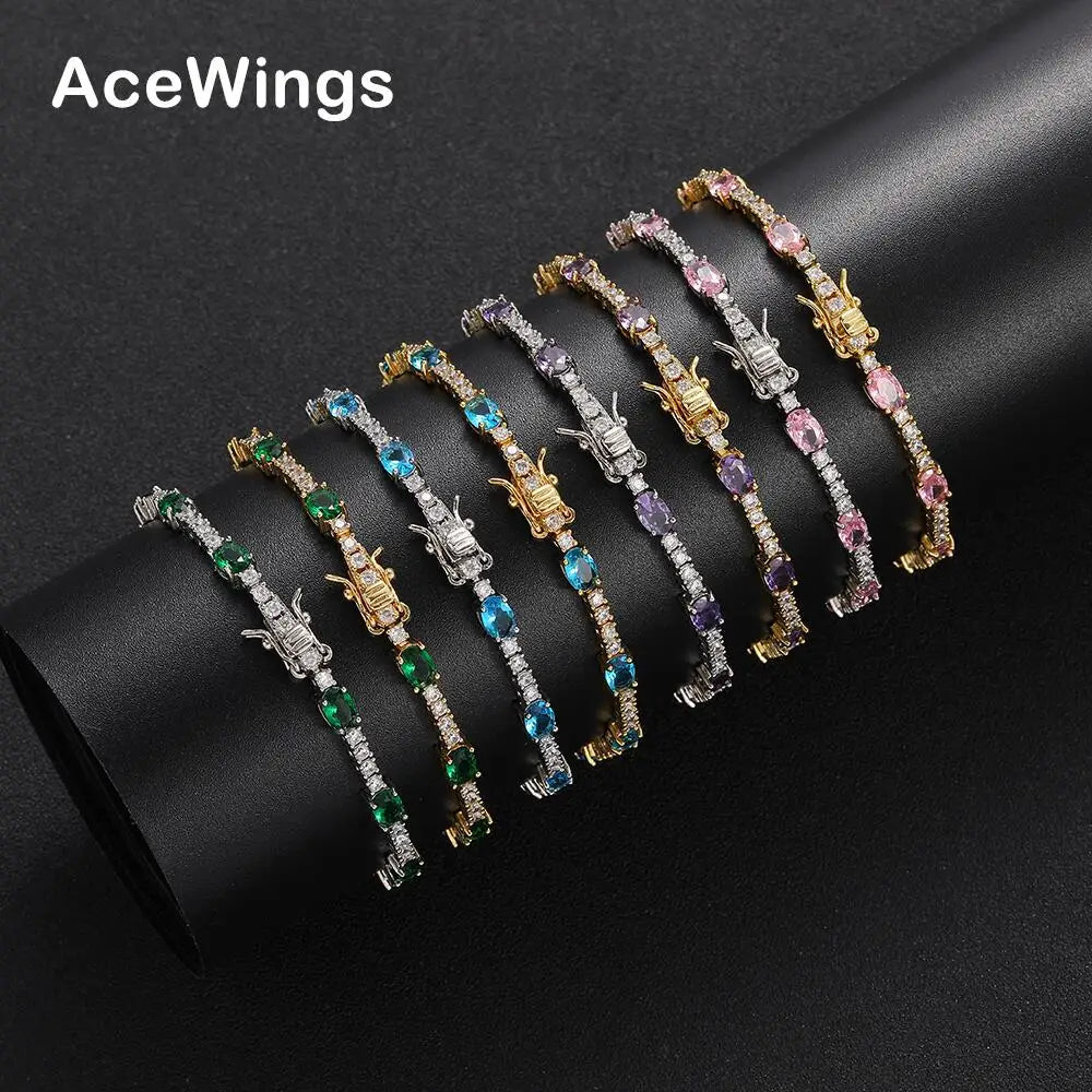 BB126 4 Color Tennis Bracelets for Women Brass Prong Setting CZ Fashion Jewelry Party Gift