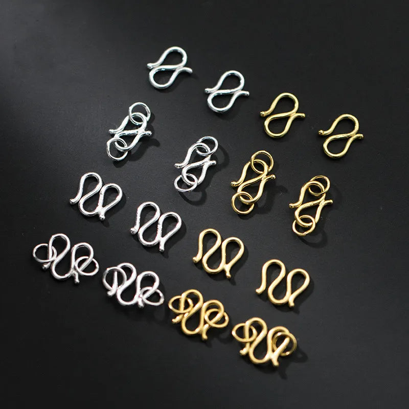 Wholesale 925 Sterling Silver Accessory Clasp S and W Shape for Bracelet Necklace Making