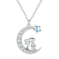 Factory 925 Sterling Silver Crescent Moon Pendant Necklace Cute Rabbit Neck Chain for Women Birthday Gift Fine Jewelry BSN302