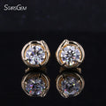 18K Solid Gold 1CT Round Brilliant Cut Lab Grown Diamond Stud Earrings