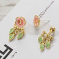 Minimalist S925 Silver Needle Earrings Long Tassel Stud Earrings Enamel Flower Earrings