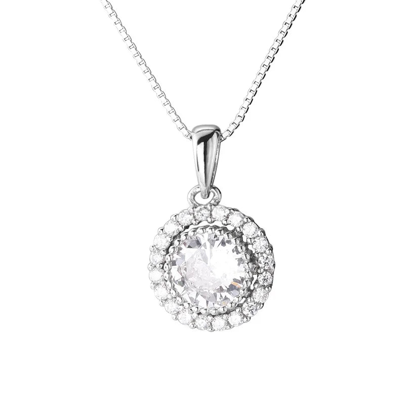 Timeless Round Solitaire Necklace 925 Sterling Silver with a Brilliant Cubic Zirconia Dainty Everyday Jewelry for Women