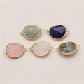 18K Gold Plated Brass Natural Stone Irregular Shape Charm Pendants for Jewelry Making