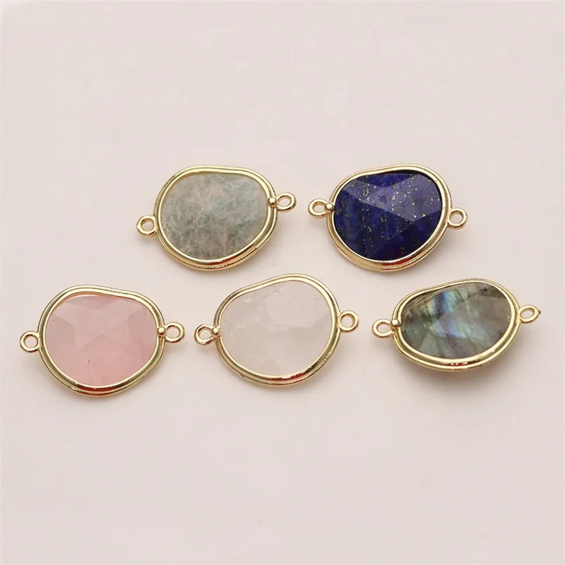 18K Gold Plated Brass Natural Stone Irregular Shape Charm Pendants for Jewelry Making