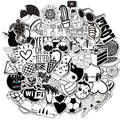 50Pcs VSCO Girl Fresh Sticker Black and White Skateboard Bottle Luggage Laptop Waterproof Custom Washi Label Stickers