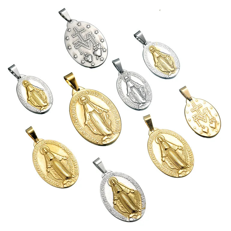 Hot Sale Miracle Medallion Necklace Pendant Jewelry Hypoallergenic Multi-size Stainless Steel Pendant Mary Pendant