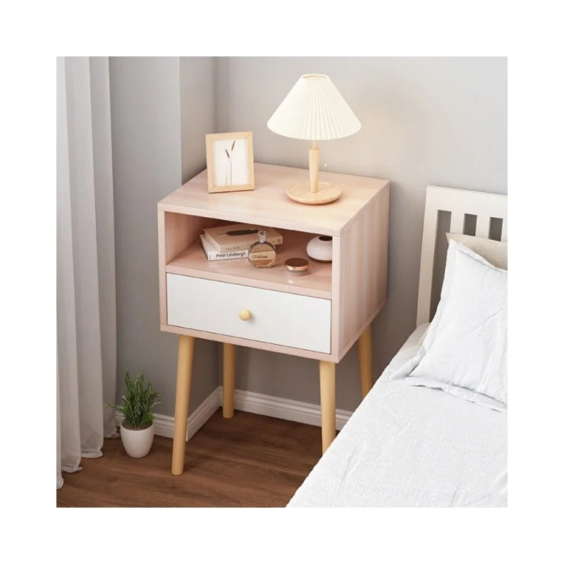 Hot Product White Nightstand with 1 Drawer and 1 Open Shelf for Small Spaces in Bedroom or Living Room for Apartments