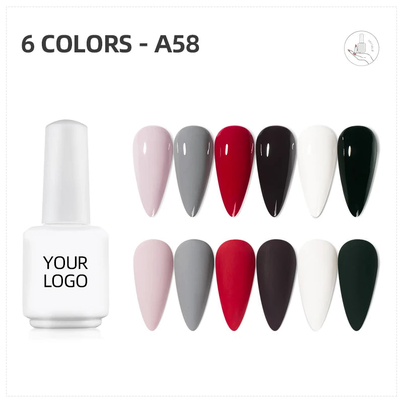 JTING Professional Nail Manufacturer Free Design 6colors Gel Polish Kit Custom logo Nail Polish Set Uv Gel Easy Soak