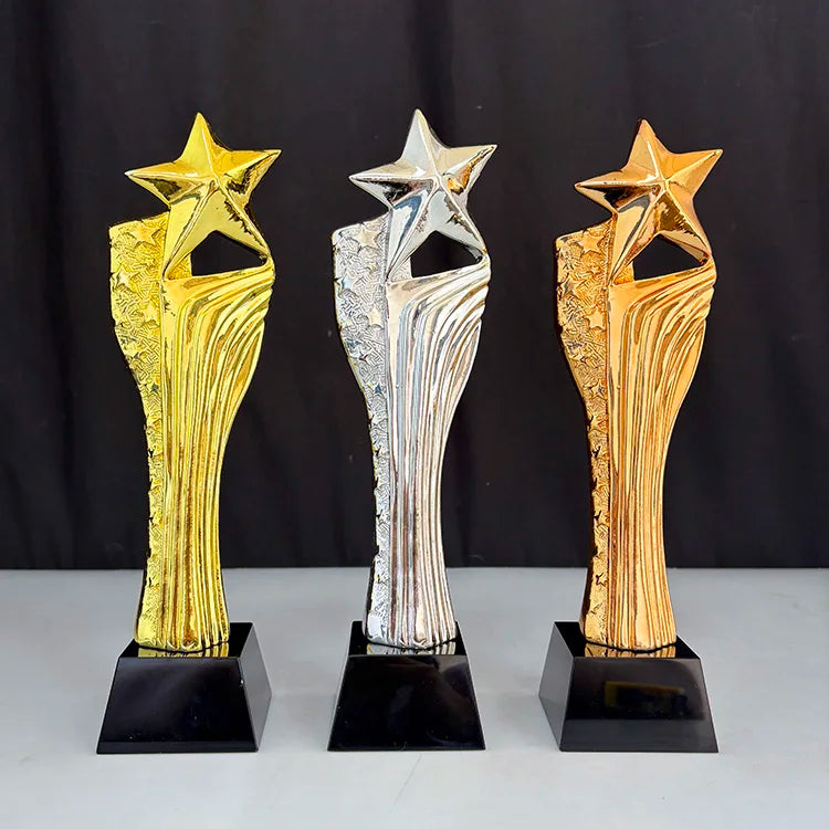 Personalized Gold Silver Bronze Resin Star Crystal Trophy Award MH-NJ0739