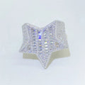 Ready to Ship Bling Bling 925 Sterling Silver Star Shape baguette Diamond Moissanite Ring Hip Hop Iced Out Mens Rings