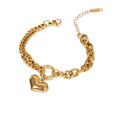 JINYOU 261 Fashion Stainless Steel Love Heart Pendant Gold Chain Charm Bracelet Bangle Jewelry for Women MegaBDM