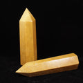 Single Point Crystal Prism Wand Stone Natural Yellow Aventurine Tower Faceted Hexagon Shape Polished Technique