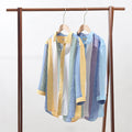 Striped Linen Shirts for Men Pure Hemp Made Breathable Comfortable Long Sleeve Loose Autumn Winter  Lapel Shirt Vertical Stripe