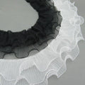 Deepeel LA249 13cm Fabric Sewing Accessories DIY Garment Skirt Hem Trim Black White Three Layers Elastic Fold Lace