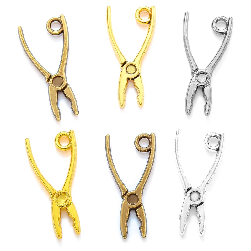 5 Color Alloy Tongs Charm for Key Chain Bracelet Necklace Pendant DIY Handmade Jewelry Accessories Making 21*11mm J469