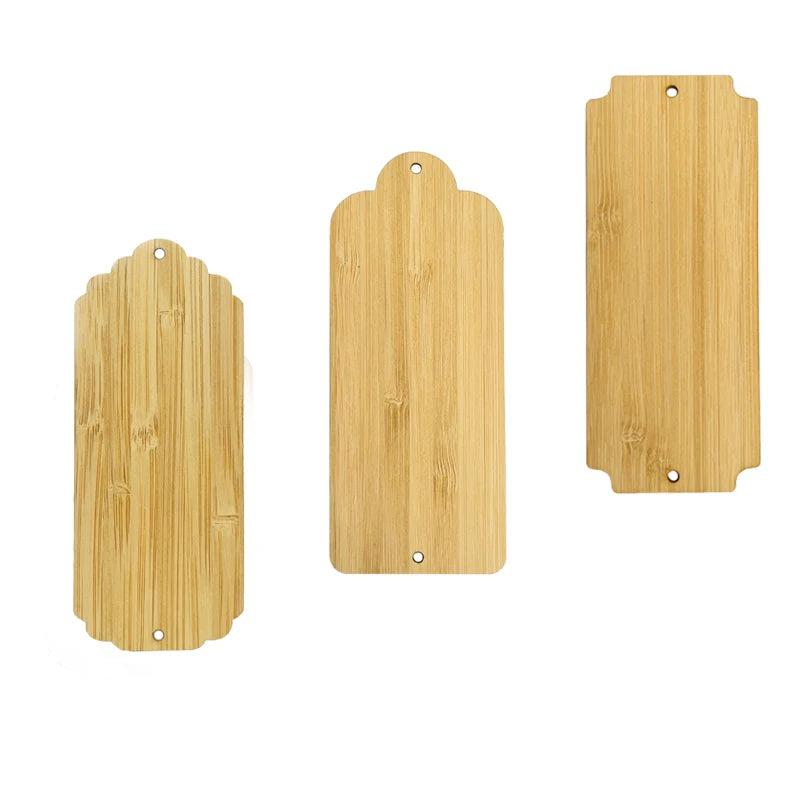Custom Carved Bamboo Price Tag Sign Plaques Unfinished Tags with Love Style Laser Cut Craft Shape Labels