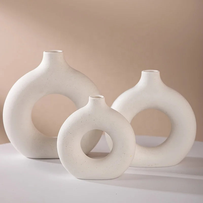 Nordic/ins Simple Plain Embryo Ceramic Vase Office Home Living Room Wall Decoration Dried Flower Container