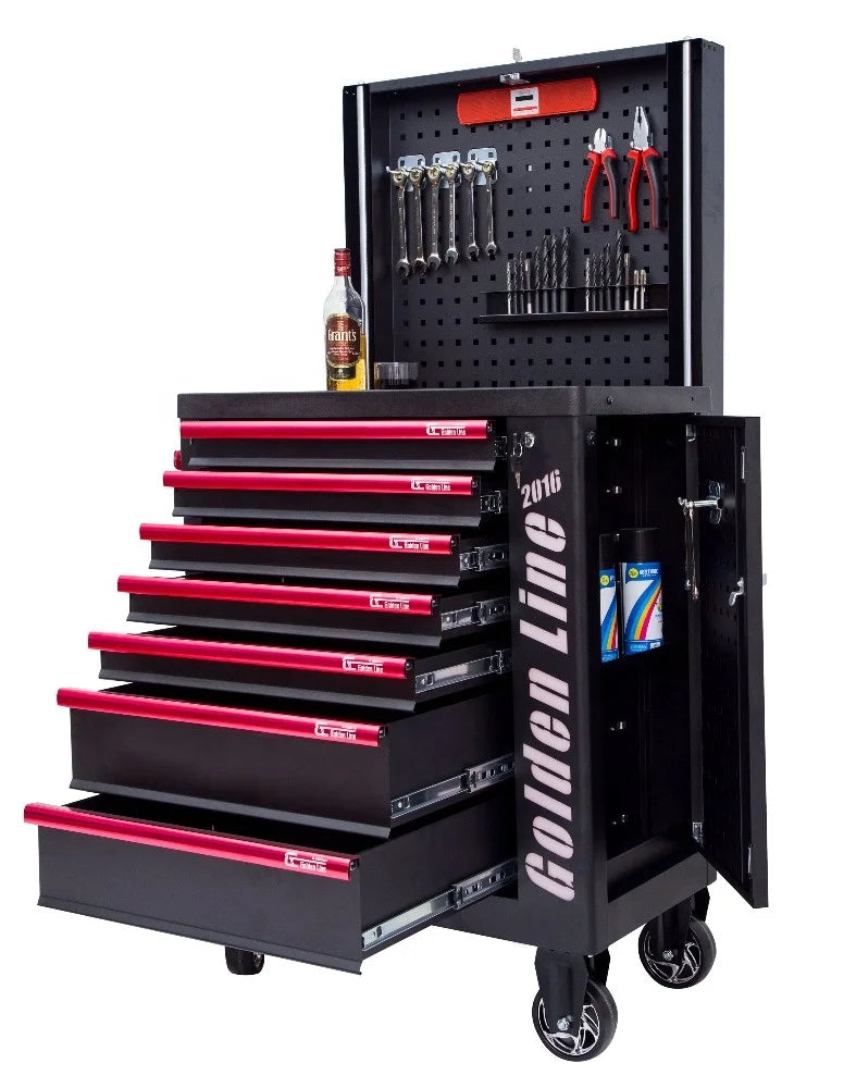 Workshop Repair Rolling Lockable Steel Iron Tool Cabinet with 7 Drawers Powder Coated Trolley Garage Customizable OEM Supported