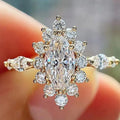 CAOSHI OEM Luxury Bright Marquise Cut Crystal Zircon Finger Rings for Wedding Engagement Gold Plated CZ Rings Jewelry for Women