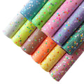 Fluorescent Sparkle Shiny Faux Leather Rolls Heart Sequin Design Elastic Fabric for DIY Decorations/Hair Bows/Shoes