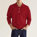 2025 Men's Spring and Autumn Long Sleeve Daily V-Neck Button Solid Color Men's Casual Loose Top