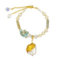 Customized Irregular Natural Freshwater Pearl Bead Bracelet Fashion Copper 18k Gold Bracelet Women's Jewelry Set