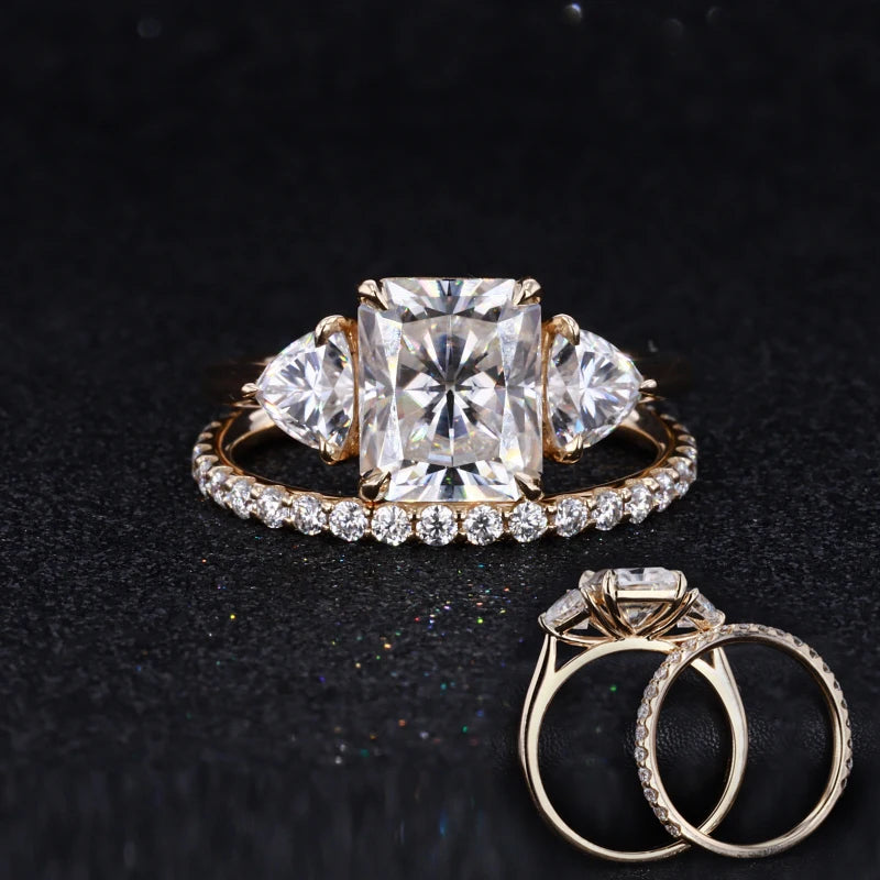 Starsgem Radiant Cut DEF Moissanite Fashion Wedding Simple Custom 14k Solid Gold Ring
