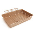Professional 13 Inch Nonstick Deep Rectangular Roaster Baking Tray Pan With Wire Rack