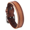 Vintage Cowhide Bracelet for Men Punk Cuff Bangle Rubbed Distressed Denim Colored Desert Wristband Pulsera Hombre