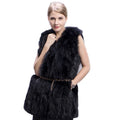 MWFur Raccoon Fur Vest Sleeveless With Pocket Casual Thick Fur Outwear Long 70cm Women Fur Vest for Winter
