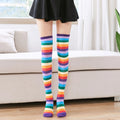 Women's Cotton Over the Knee Thigh High Socks Colorful Striped Rainbow Long Stocking Wholesale 3 Pairs MOQ for Daily Use
