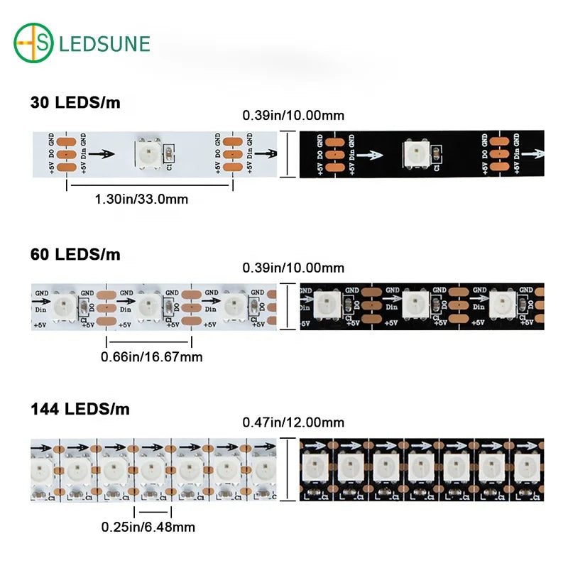 RGBIC LED WS2812b 5V Addressable RGB WS2812b SMD 5050 Waterproof 30 60 144 Pixel WS2812B Led Strip Light