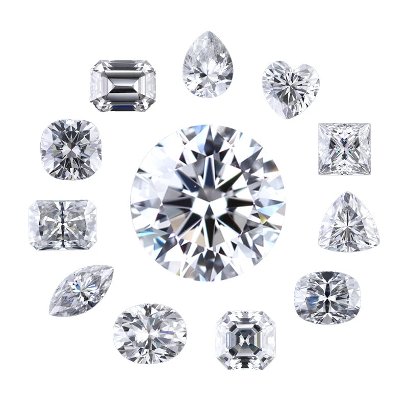 Hot Sell Lab Grown Loose Moissanite White Color Round Cut Pear Cushion Marquise Baguettes Trapezoid Cut Gemstones