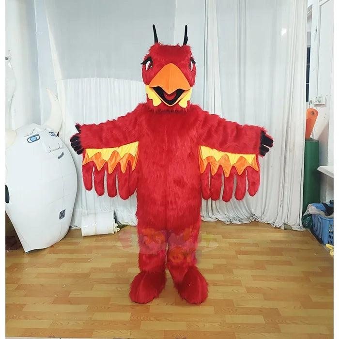 Professional Custom Red Phoenix Mascot Costume Cute Cartoon Character Cosplay Surprise Doll for Adults