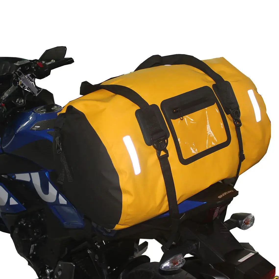 Motorcycle Seat Bag Pack Waterproof Pannier with Zipper Closure 40L/66L PVC Capacity
