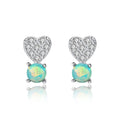 New Love Heart Opal Earrings 925 sterling silver Crystal Natural Opal Stud Earrings