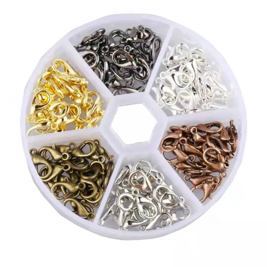 1 Box 120PCS 6 Colors Zinc Alloy Lobster Claw Clasps Nickel Free Mixed Color 12x7mm About 20pcs Compartment