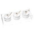 Suspended Pearlstone Dip Bowl Set with Gold Spoon Judaica Branch Design Three Sectional Lucite Bowls Dip Dish Set with Lid
