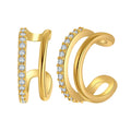 Fashion Geometry Gold Women Bend Clips Earring with Shiny Zircons for Jewelry Gift