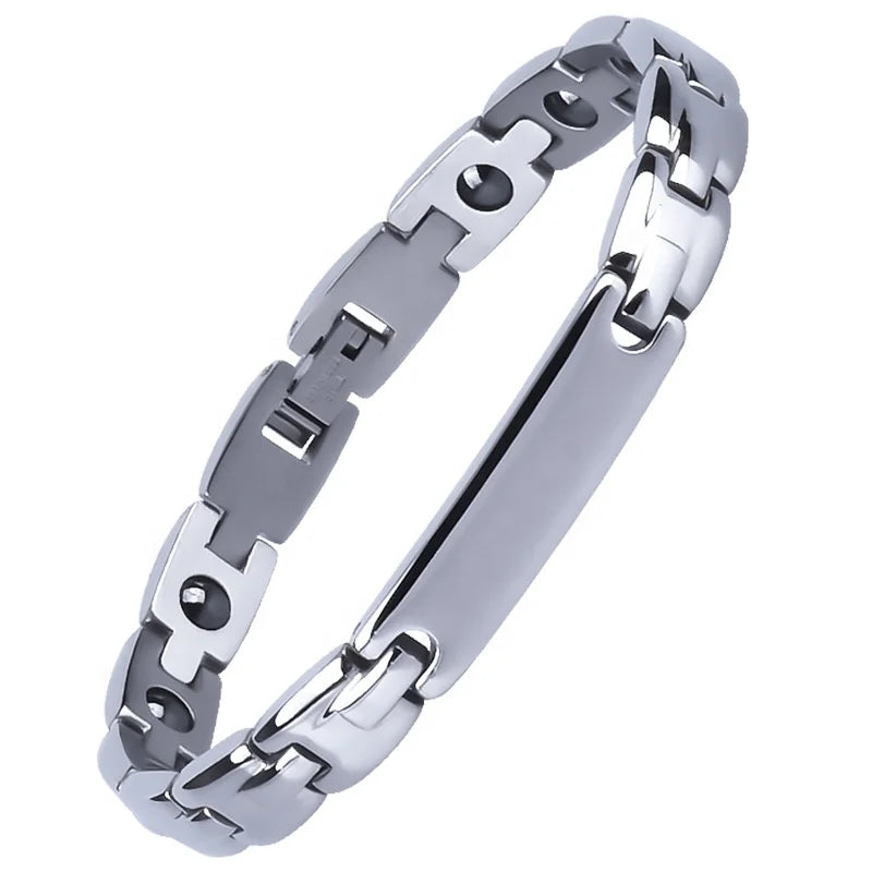 Popular Men's and Women's Stainless Steel Magnetic Bracelet Inlaid with Germanium Stone Couple Jewelry