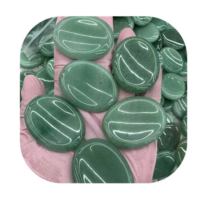 Wholesale Spiritual Semi-precious Stone Oval Shaped Thumb Pocket Natur Green Aventurine Worry Stones for Buyer