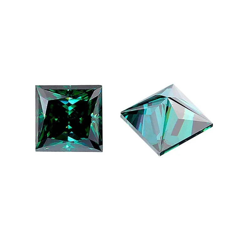 Factory Price GRA Moissanite Raw Material Green Color Princess Cut Loose Moissanite Diamond