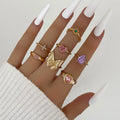 7pcs/Set Wholesale Fashion Jewelry Colorful Diamond Ring Zircon Ring Butterfly Heart-shaped Ring for Women