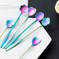 2025 Popular 18cm Stainless Steel Multi-Colorful Coffee/Sugar Spoon with Colorful Pattern Metal Material