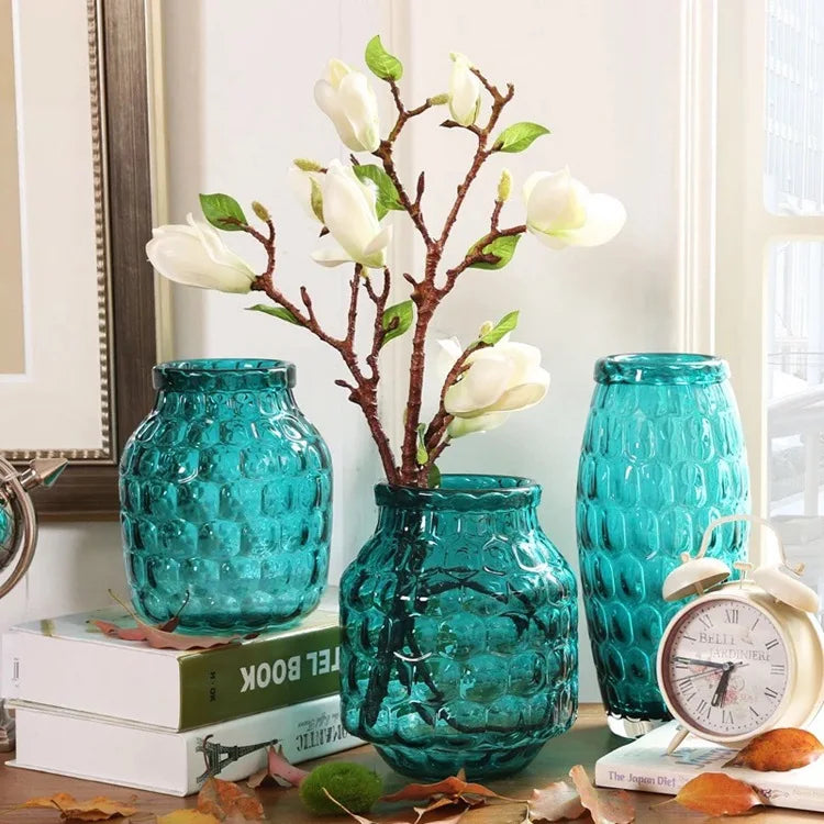 Green Creative Three-dimensional Transparent Glass Vase Home Decoration Tabletop Vase for Flowers and Centerpieces