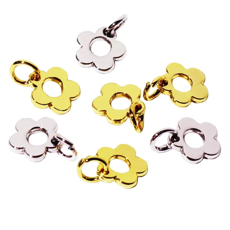 Custom Diy Jewelry Accessories Charms Alloy Handmade Gold logo Necklace Flower Pendant for Earring