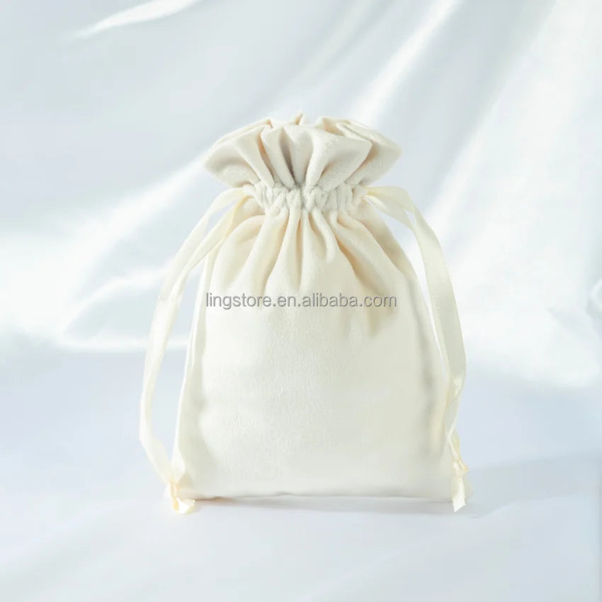 15*20cm Jewelry Packaging Velvet Pouch Drawstring Bag Rollos Exhibidores De Joyas White Jewelry Bags