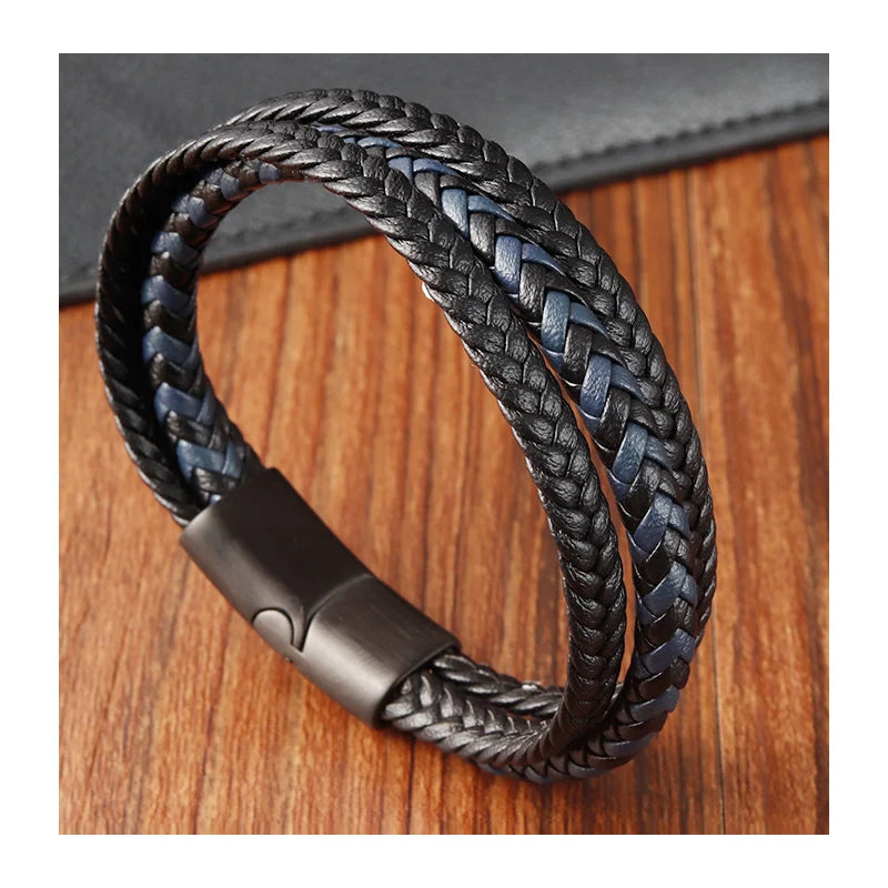 New Arrival High Quality Wrap Braided Charm Punk Stainless Steel Bracelet Unisex Stainless Steel Buckle Great Gift Wholesale