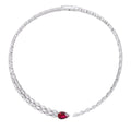 Lanphear High Quality Fine Jewelry 925 Sterling Silver Pear Cut Lab Grown Ruby Necklace Classic Style Best Gift for Your Partner