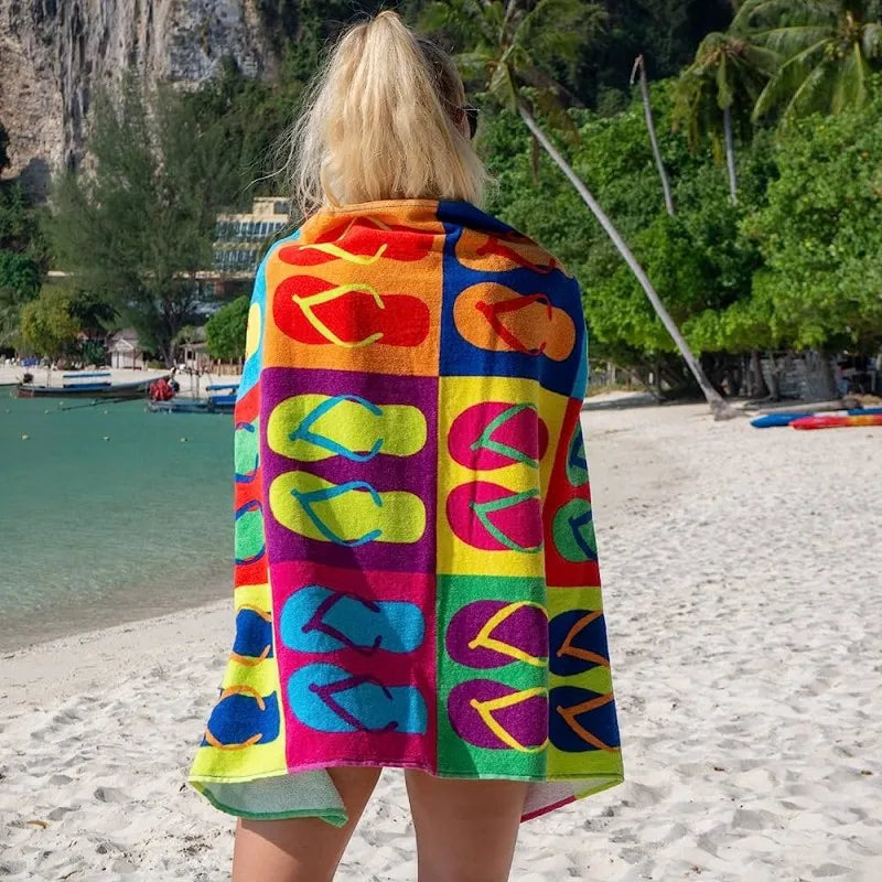Cotton Beach Towel with logo Custom Print extra Large Recycled Sand Proof Pool Swimming Beach Towel
